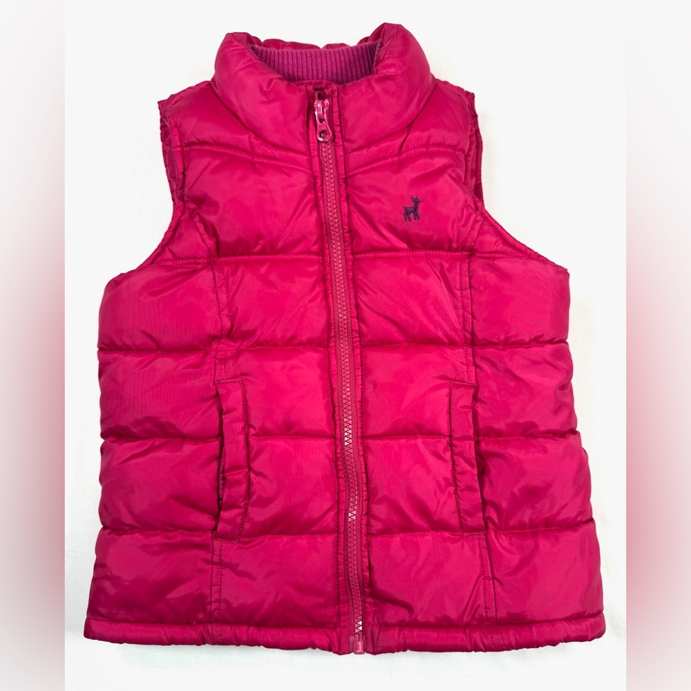 OLD NAVY Girls Puffer Vest Fleece Lined Pink XS Winter Layering